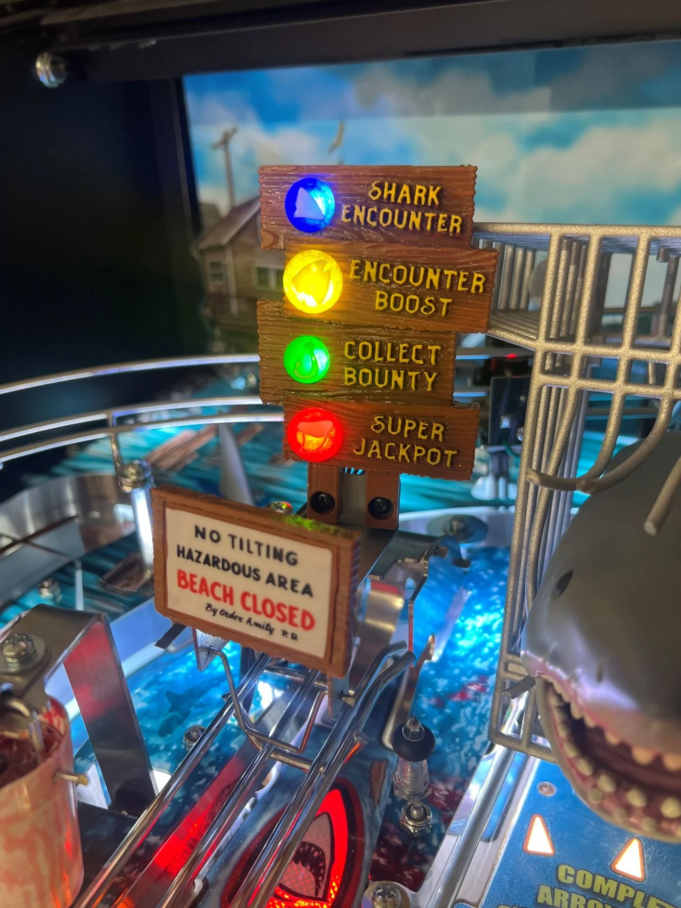 Jaws Pinball Wooden Sign Set Pro - Image 3